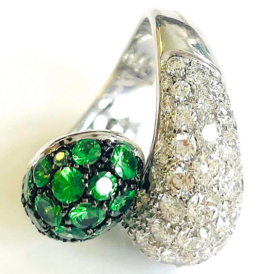 Chantecler Italian Post-1980s 18KT White Gold Tsavorite Garnet & Diamond Ring side