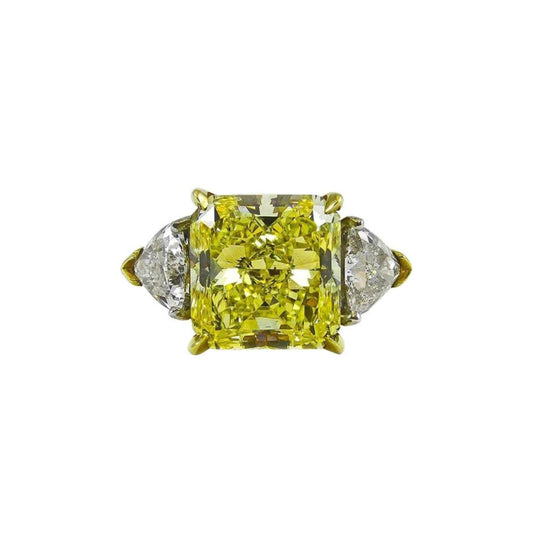 Post-1980s Platinum & 18KT Yellow Gold Yellow & White Diamond Ring front