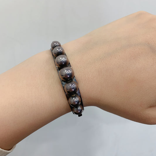 Jean Despres French Art Deco Silver Bracelet on wrist