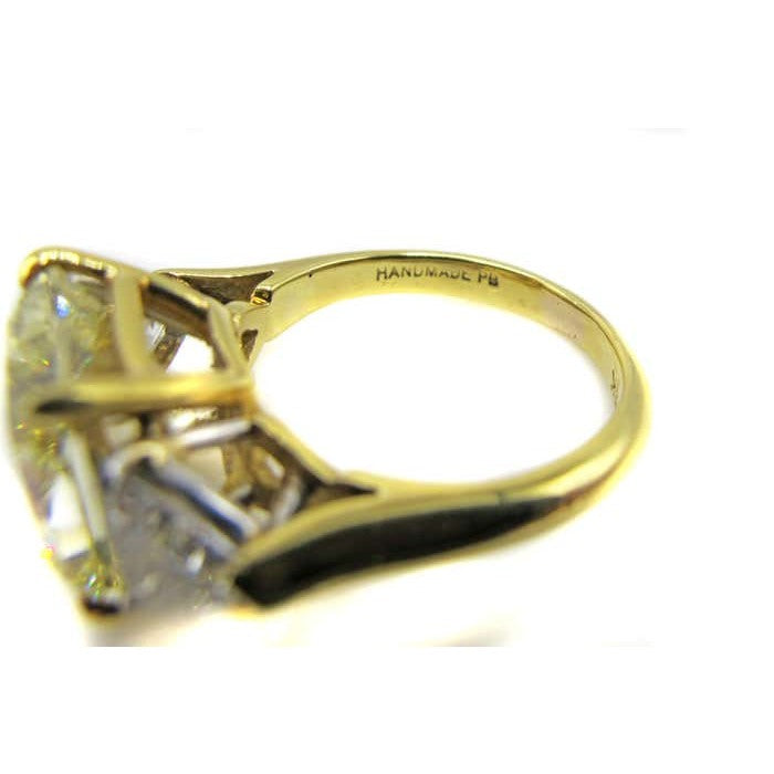 Post-1980s Platinum & 18KT Yellow Gold Yellow & White Diamond Ring side