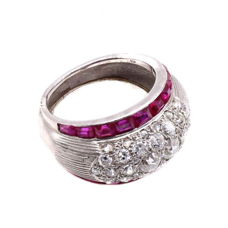 Art Deco Platinum Diamond & Ruby Ring side