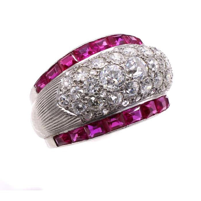 Art Deco Platinum Diamond & Ruby Ring side
