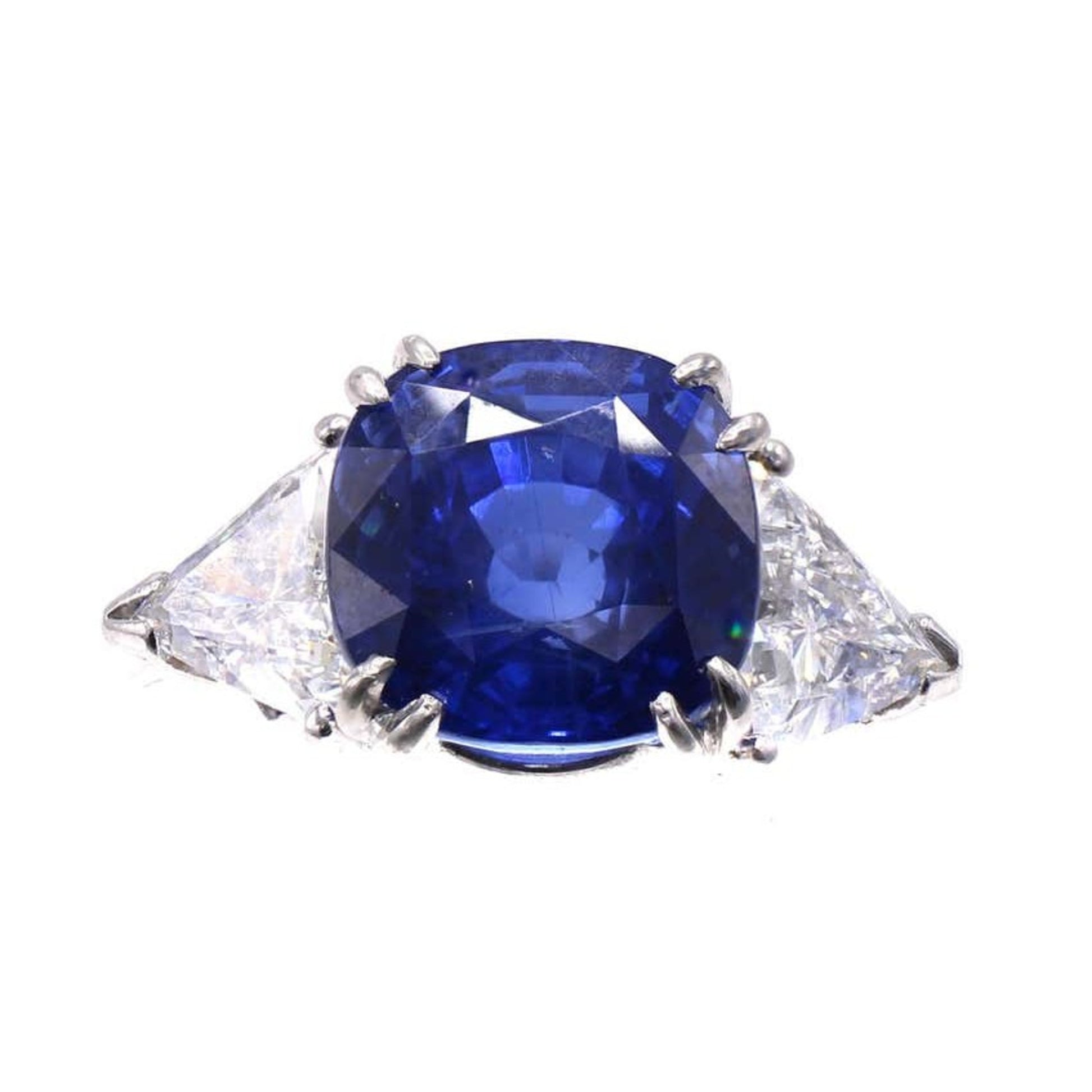 Post-1980s Platinum Sapphire & Diamond Ring front
