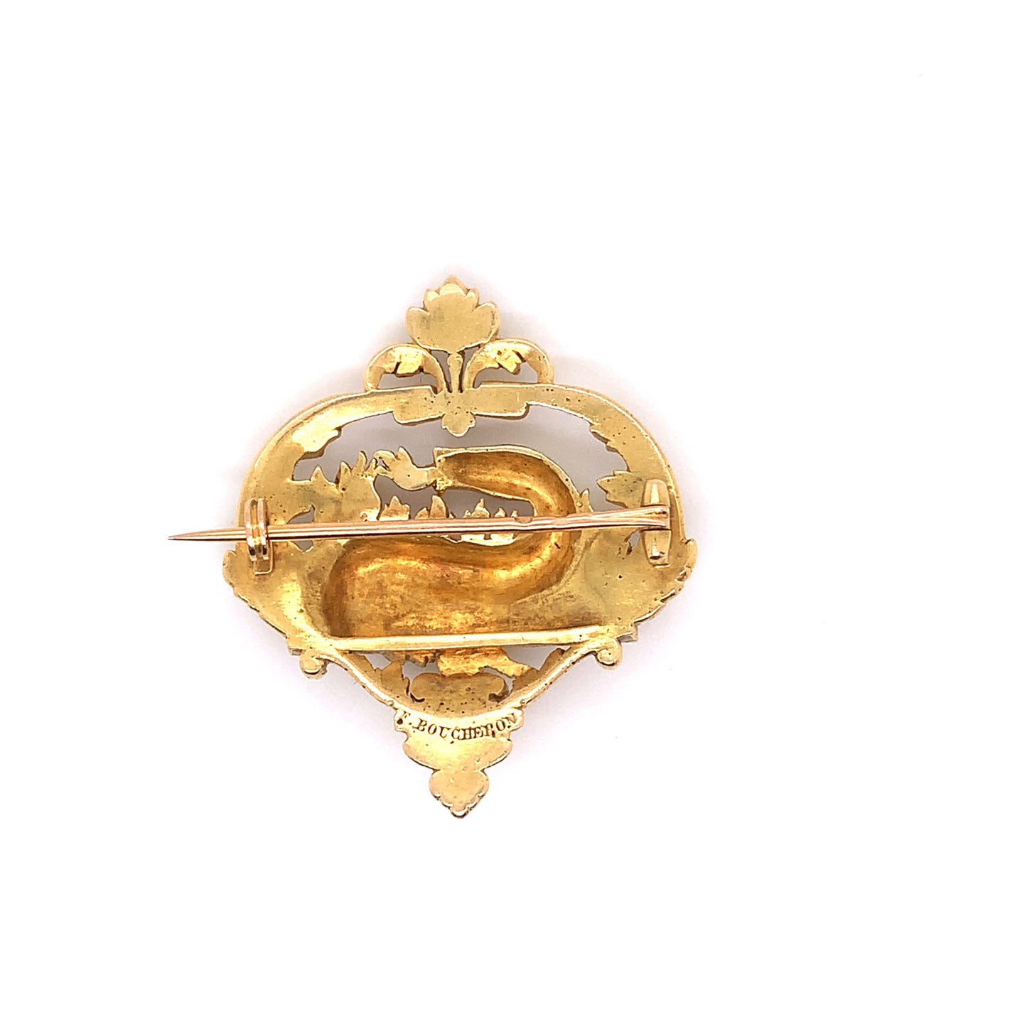 Boucheron French Antique 18KT Yellow Gold Brooch back