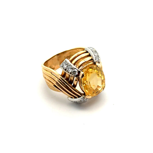 1940s Platinum & 18KT Yellow Gold Sapphire & Diamond Ring side