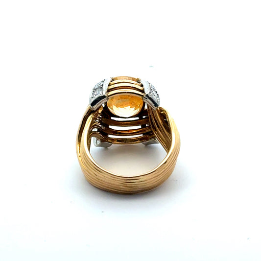 1940s Platinum & 18KT Yellow Gold Sapphire & Diamond Ring back