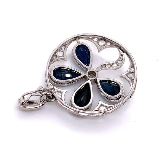 Art Deco Platinum Sapphire & Diamond Pendant back
