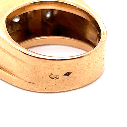 Retro Platinum & 18KT Yellow Gold Diamond Ring hallmarks