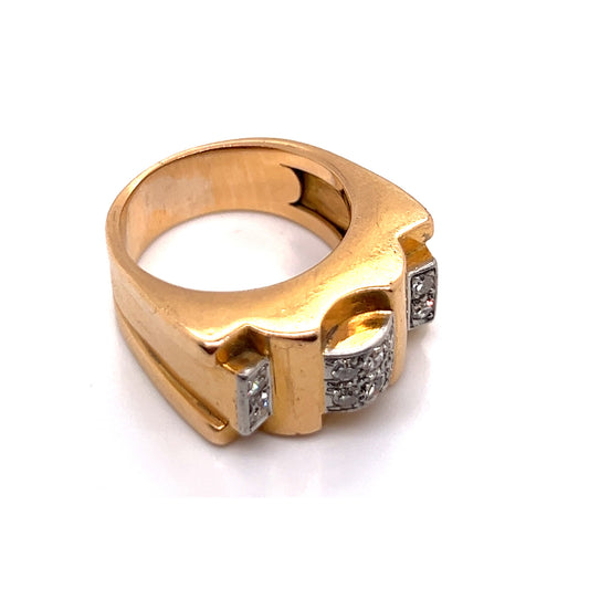 Retro Platinum & 18KT Yellow Gold Diamond Ring rop