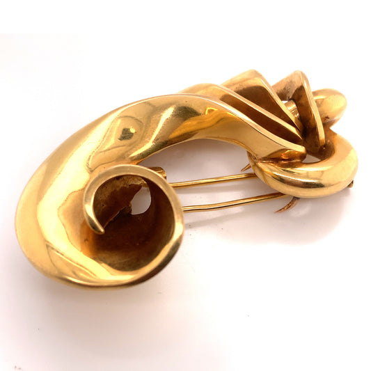 Bancelin Paris 1940s 18KT Yellow Gold Brooch front
