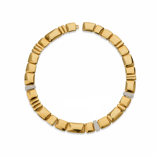 Tiffany & Co. 1980s 18KT Yellow Gold Diamond Necklace front