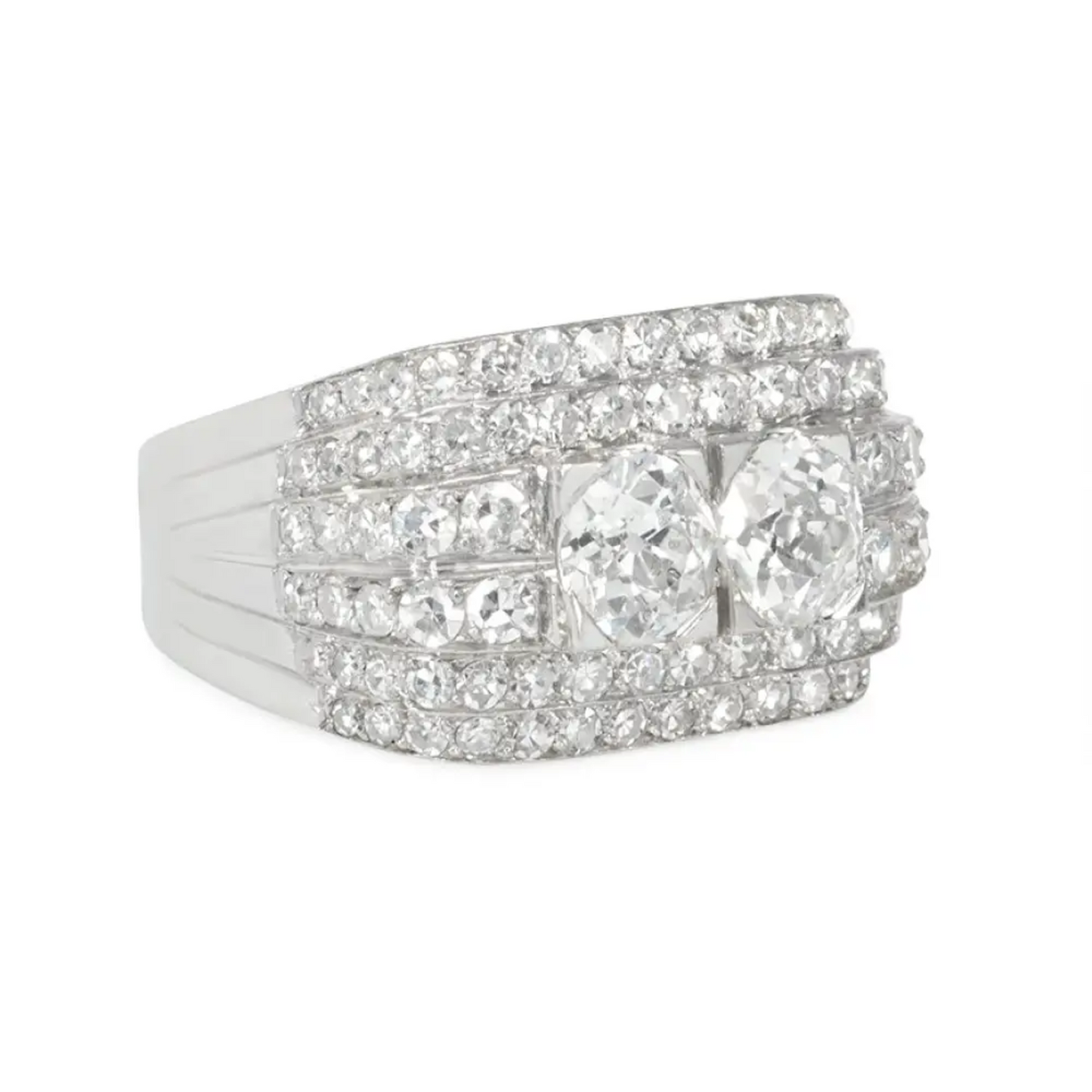 Art Deco Platinum Diamond Ring side