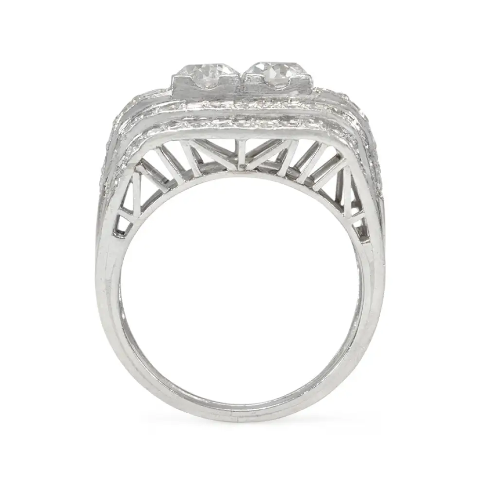 Art Deco Platinum Diamond Ring profile
