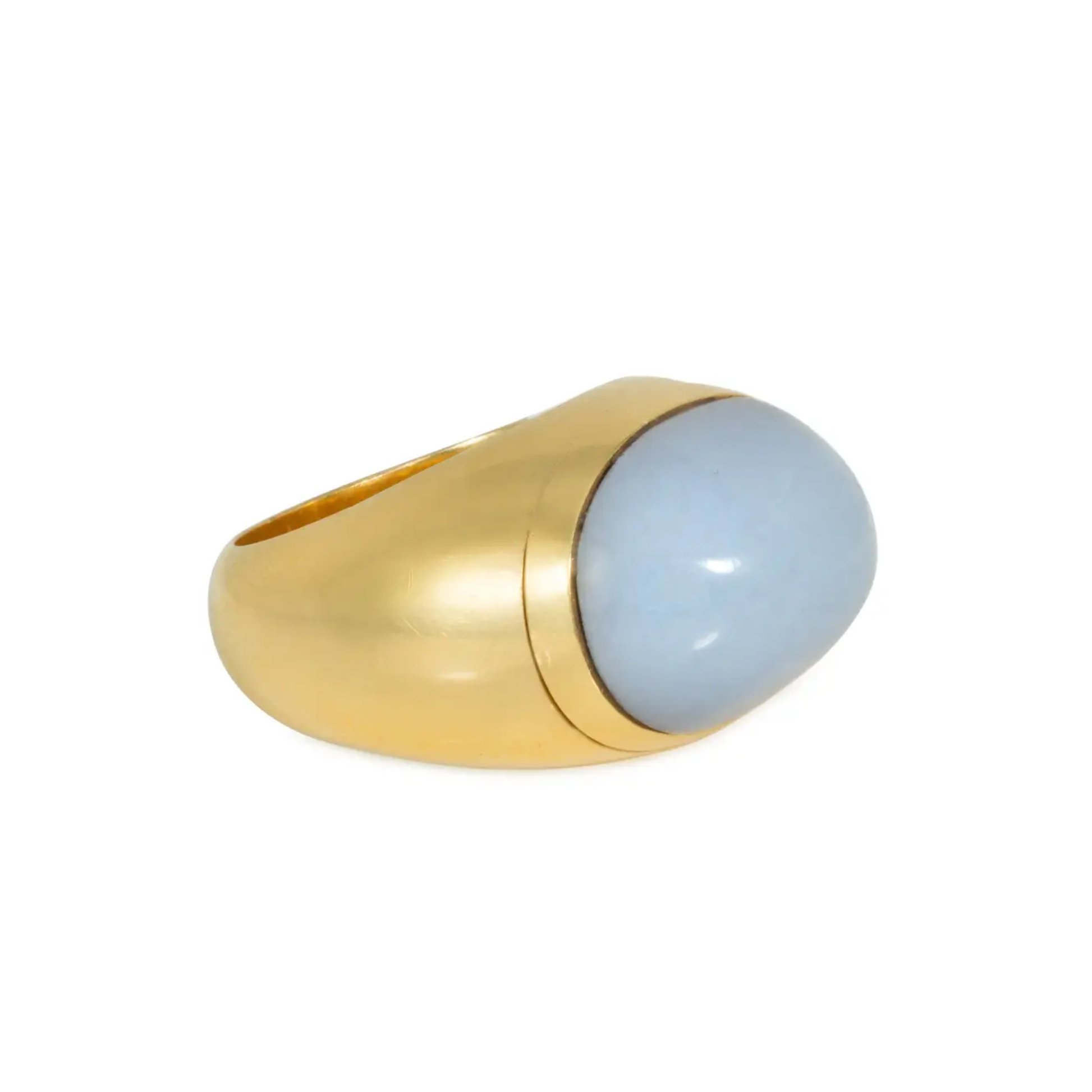 French 1980s 18KT Yellow Gold Chalcedony Interchangeable Ring side
