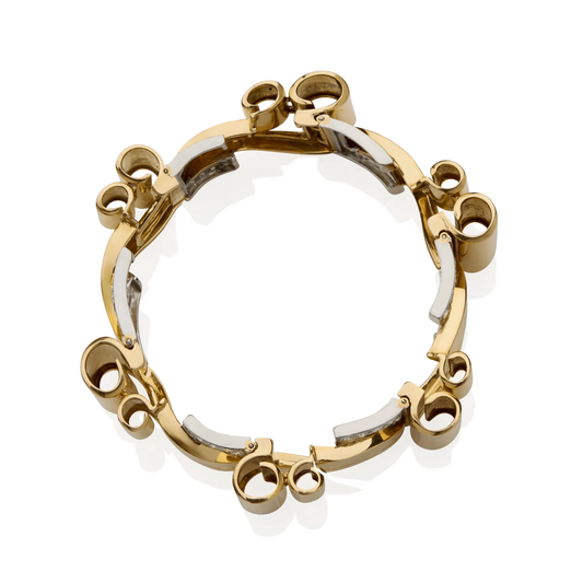 Retro Platinum & 18KT Yellow Gold Diamond Bracelet profile