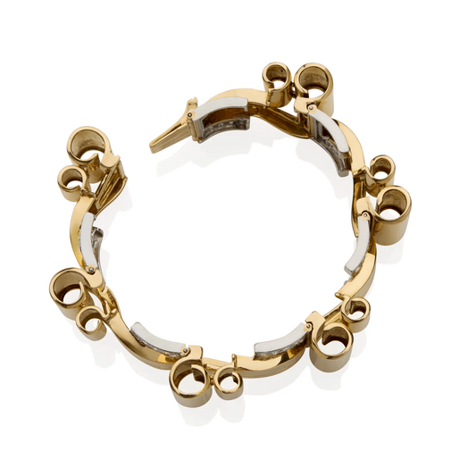 Retro Platinum & 18KT Yellow Gold Diamond Bracelet profile