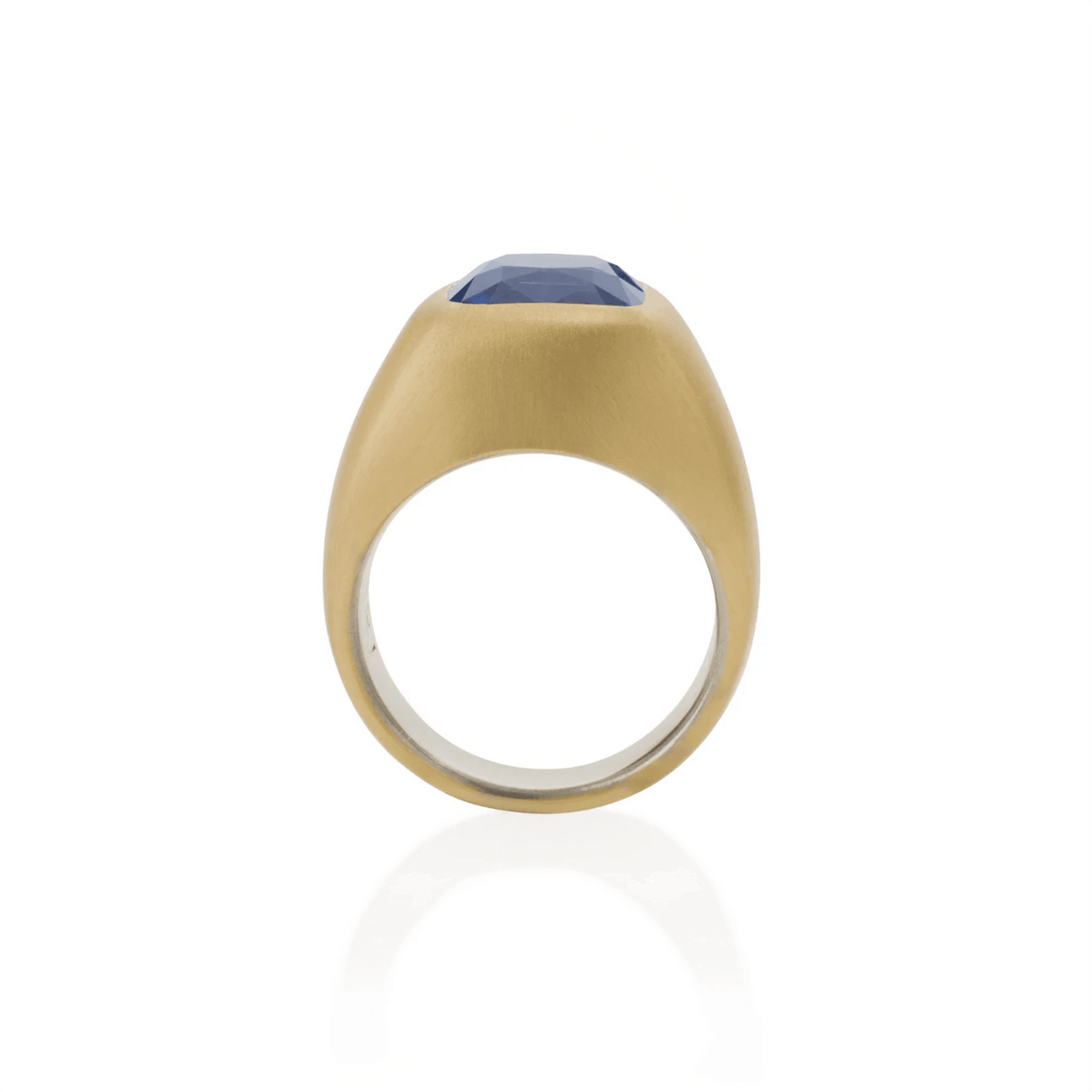 Contemporary 18KT Yellow Gold Sapphire Ring profile