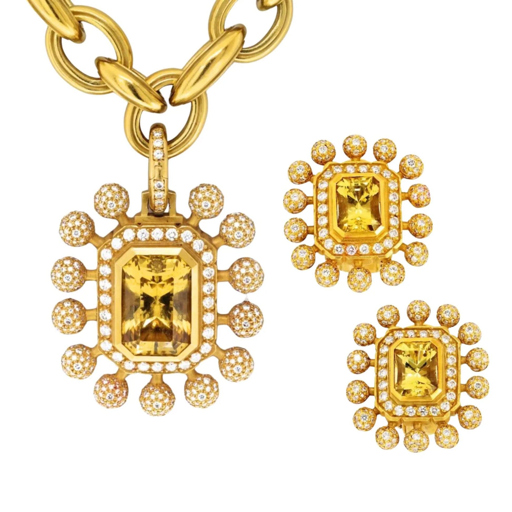 Kieselstein-Cord Post-1980s 18KT Yellow Gold Citrine, Diamond Set front