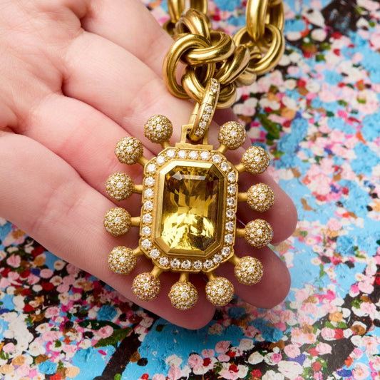 Kieselstein-Cord Post-1980s 18KT Yellow Gold Citrine, Diamond Set front