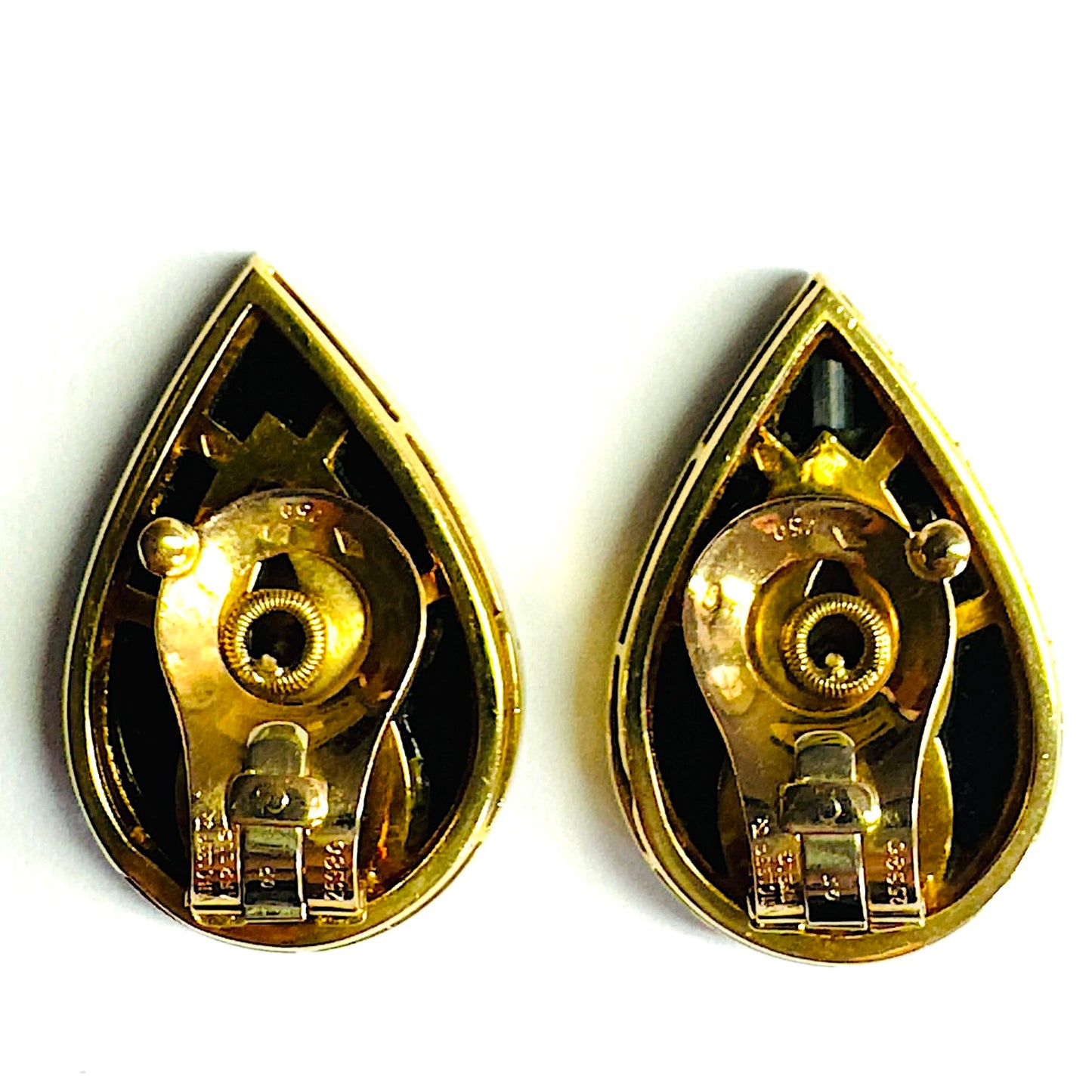 Van Cleef & Arpels 1960s 18KT Yellow Gold Onyx & Diamond Earrings back
