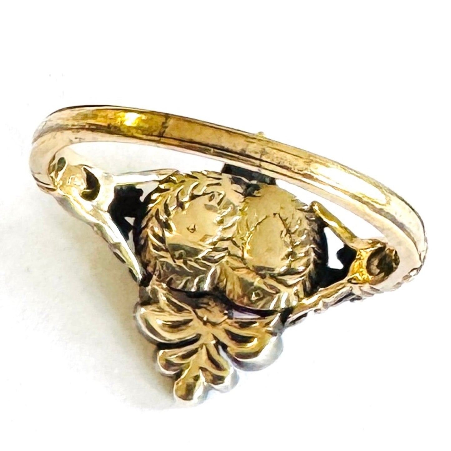 Victorian Silver & 18KT Yellow Gold Diamond Ring back