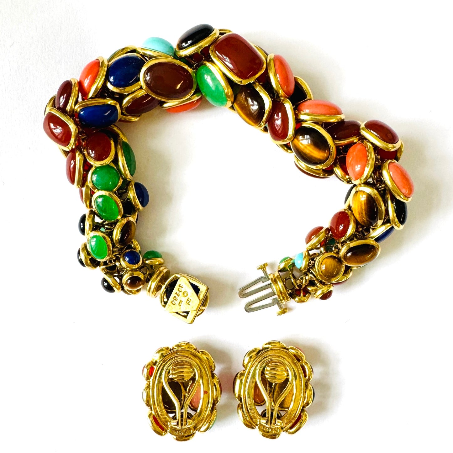 Seaman Schepps 1960s 18KT Yellow Gold Multigem Set back