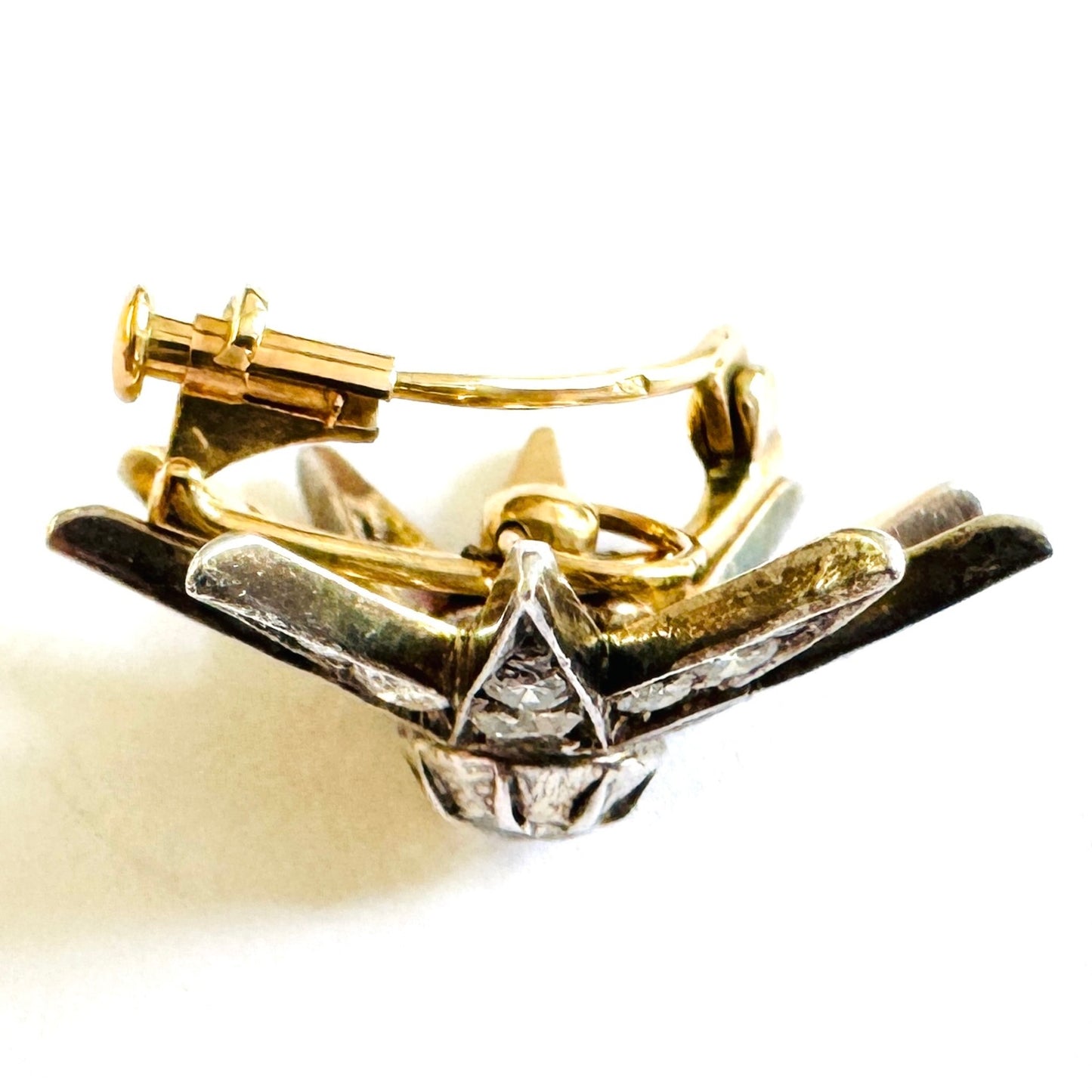 Victorian Silver & 18KT Yellow Gold Diamond Star Brooch profile
