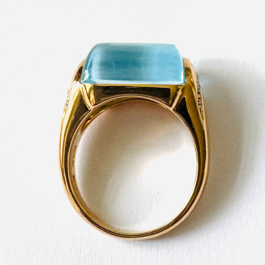 Bulgari Post-1980s 18KT Rose Gold Topaz & Diamond Ring profile