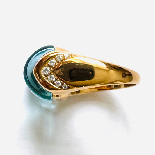 Bulgari Post-1980s 18KT Rose Gold Topaz & Diamond Ring side