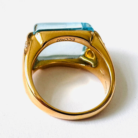 Bulgari Post-1980s 18KT Rose Gold Topaz & Diamond Ring back