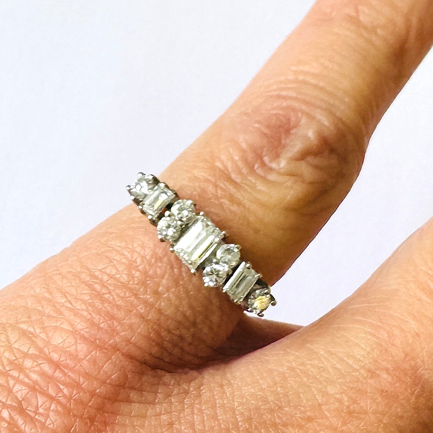 Post-1980s 18KT White Gold Diamond Ring on finger