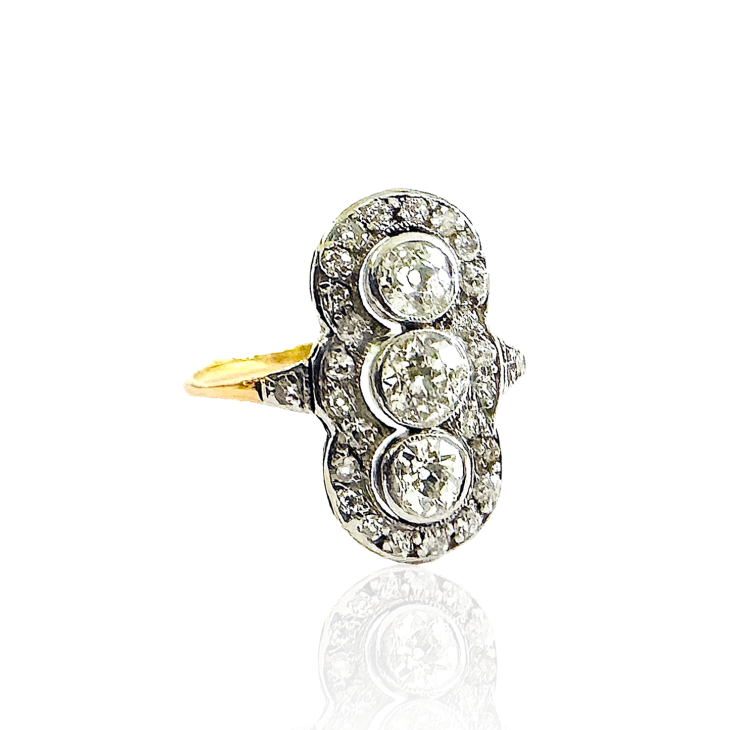 Edwardian Platinum & 18KT Yellow Gold Diamond Ring front