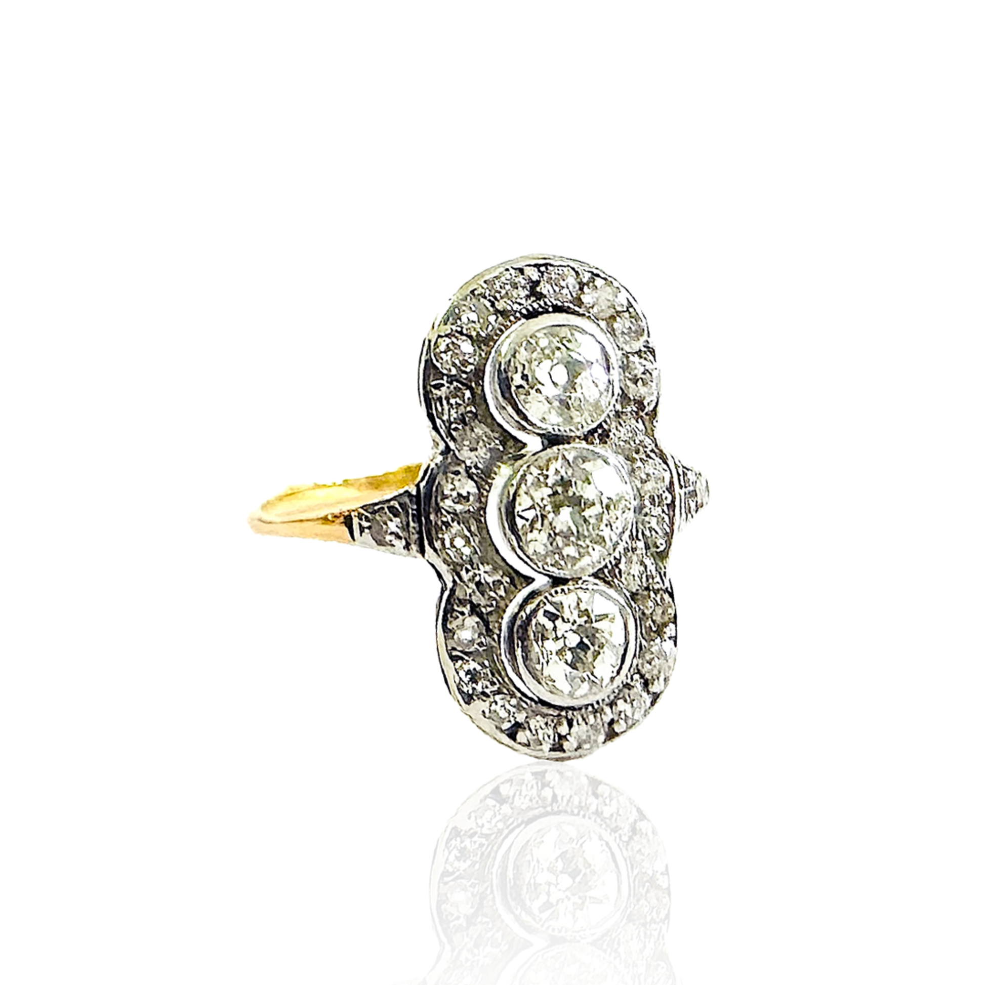 Edwardian Platinum & 18KT Yellow Gold Diamond Ring front