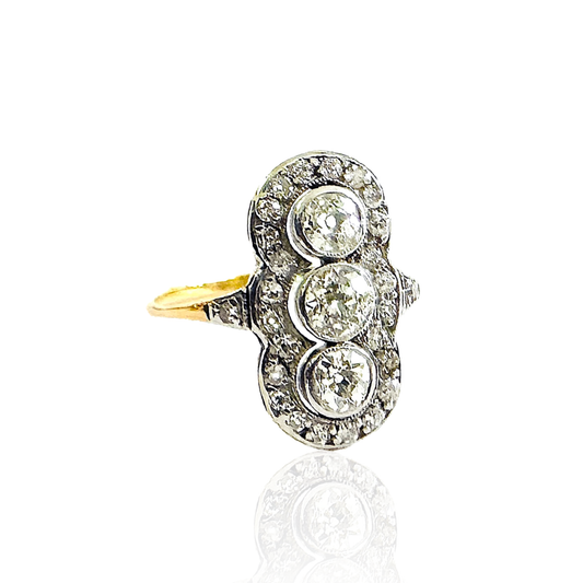 Edwardian Platinum & 18KT Yellow Gold Diamond Ring front