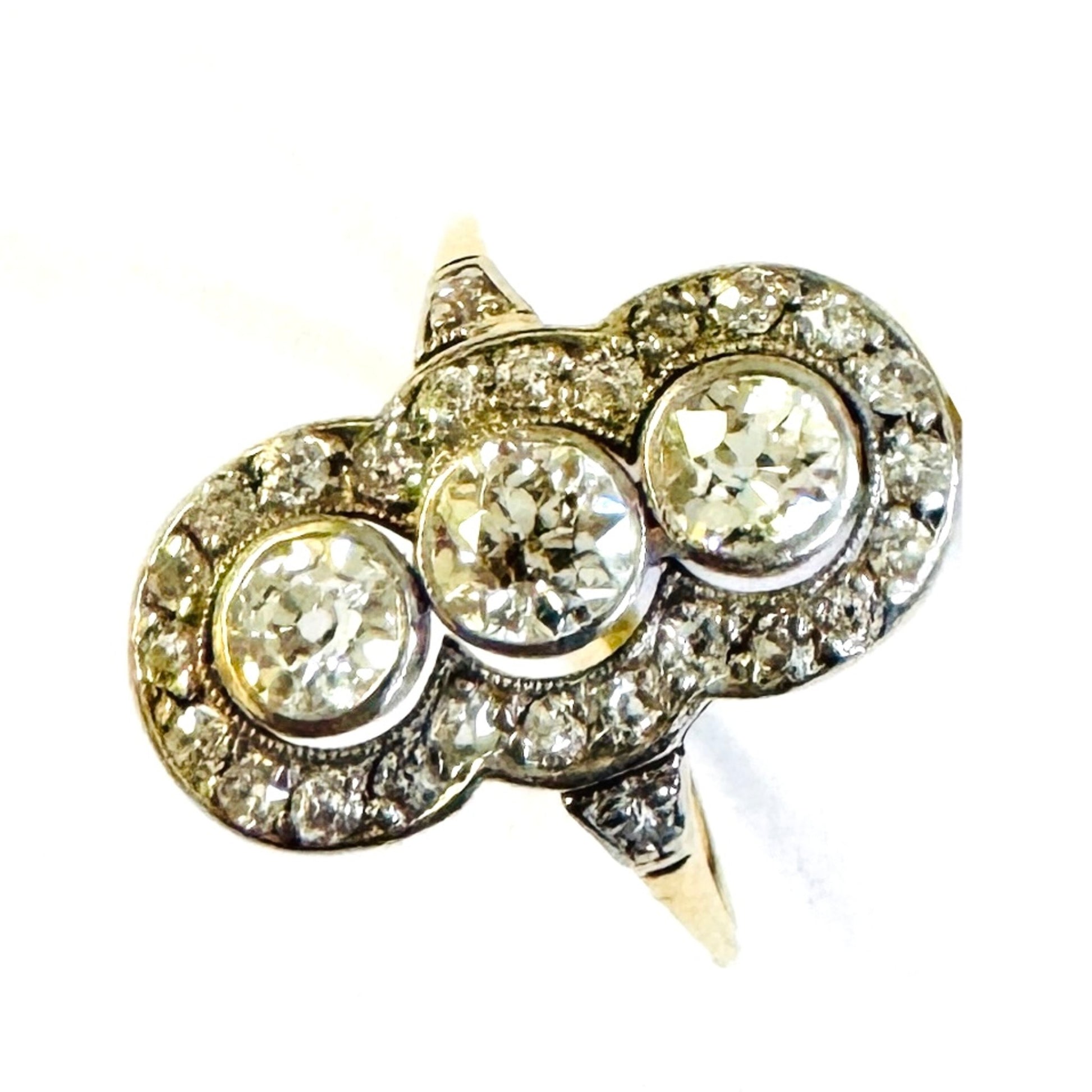 Edwardian Platinum & 18KT Yellow Gold Diamond Ring front