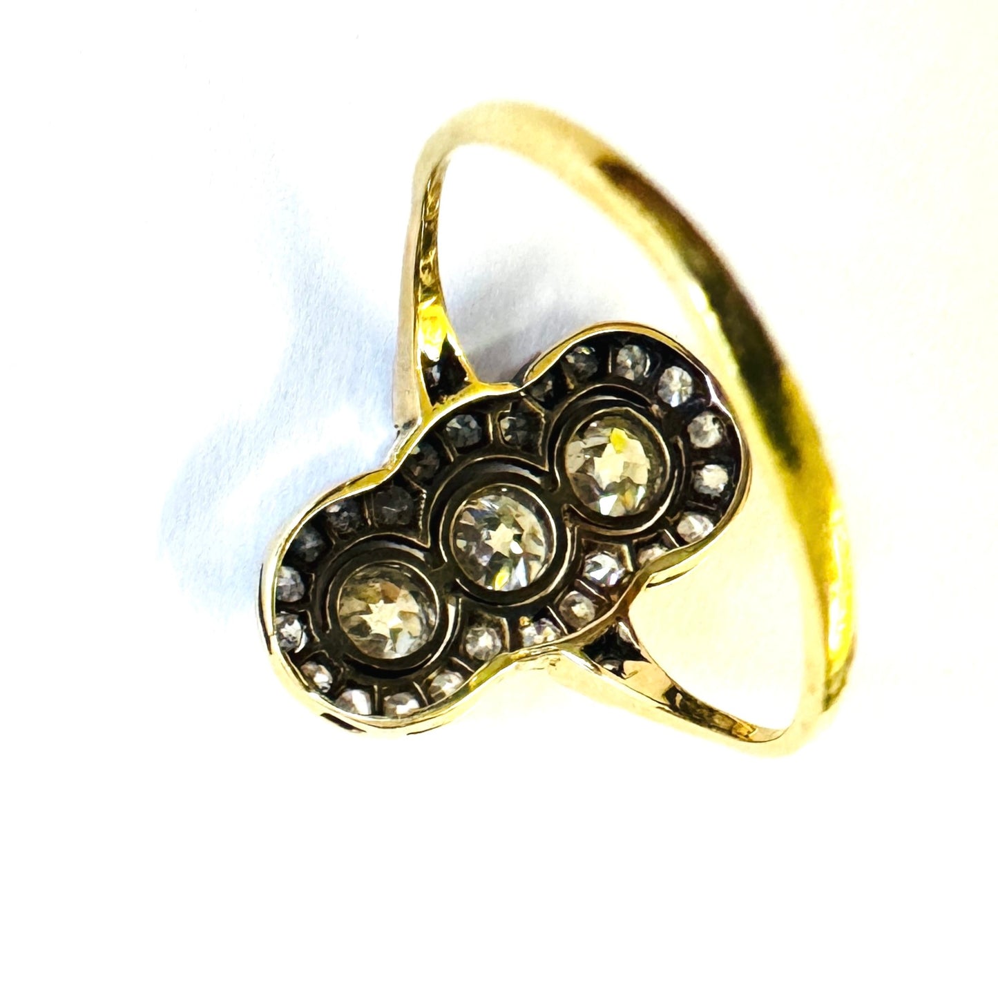Edwardian Platinum & 18KT Yellow Gold Diamond Ring back