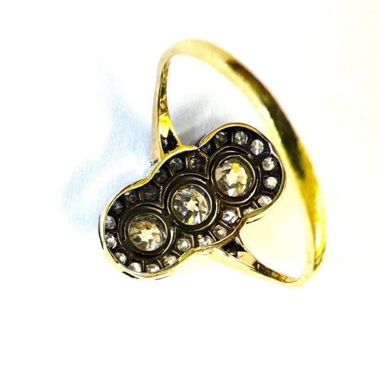 Edwardian Platinum & 18KT Yellow Gold Diamond Ring back
