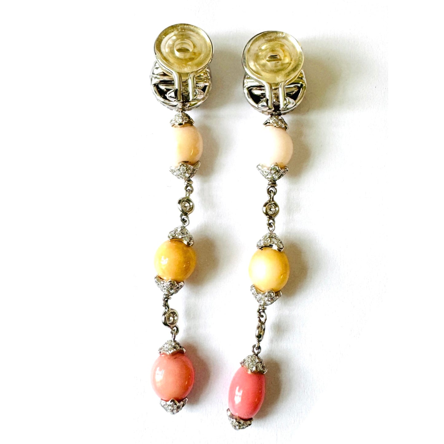 Tamara Comolli Post-1980s 18KT White Gold Conch Pearl & Diamond Earrings back