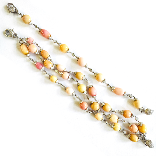 Tamara Comolli Post-1980s 18KT White Gold Conch Pearl & Diamond Bracelets / Necklace front