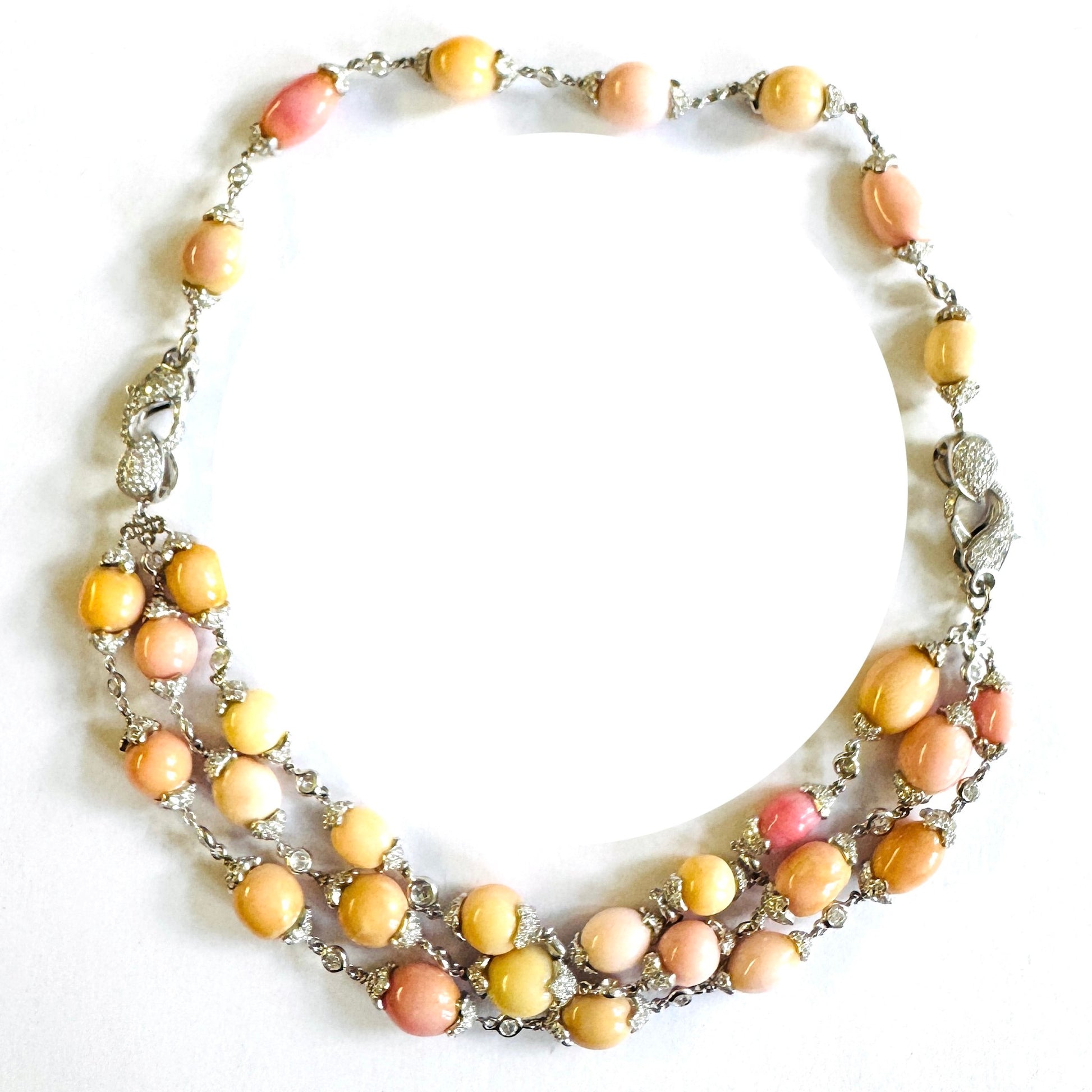 Tamara Comolli Post-1980s 18KT White Gold Conch Pearl & Diamond Bracelets / Necklace front