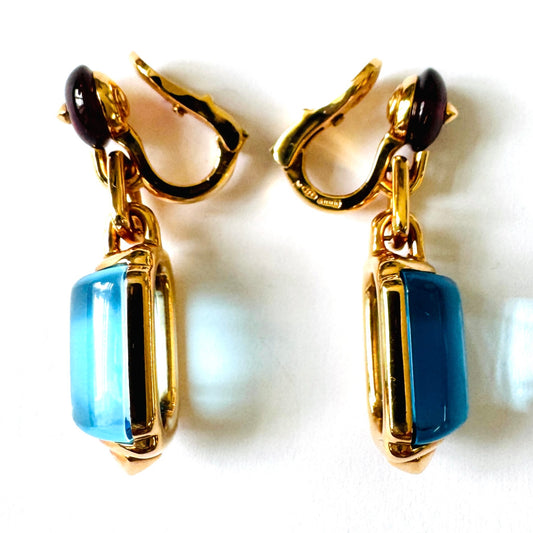 Bulgari Post-1980s 18KT Rose Gold Tourmaline & Diamond Earrings side