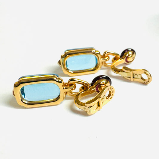 Bulgari Post-1980s 18KT Rose Gold Tourmaline & Diamond Earringsback