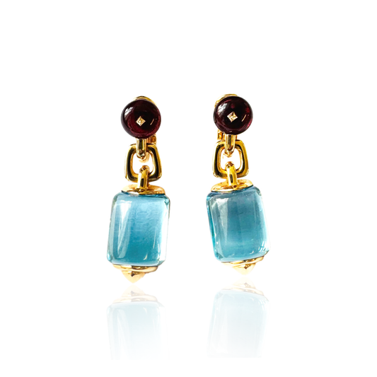 Bulgari Post-1980s 18KT Rose Gold Tourmaline & Diamond Earrings front