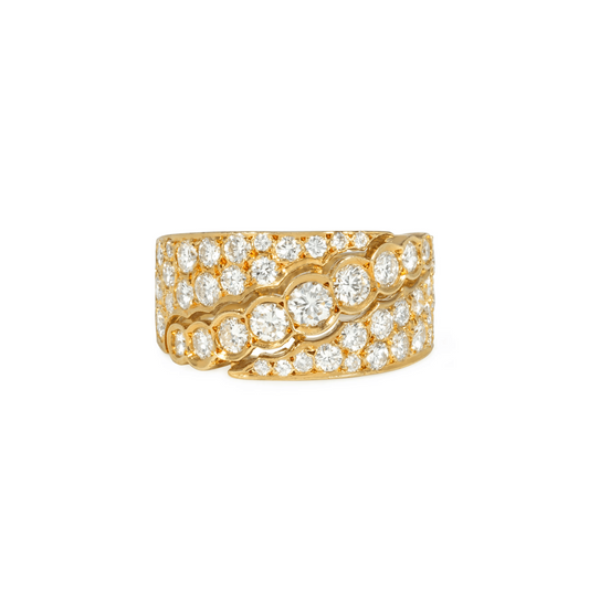 Van Cleef & Arpels French 1980s 18KT Yellow Gold Diamond Ring front