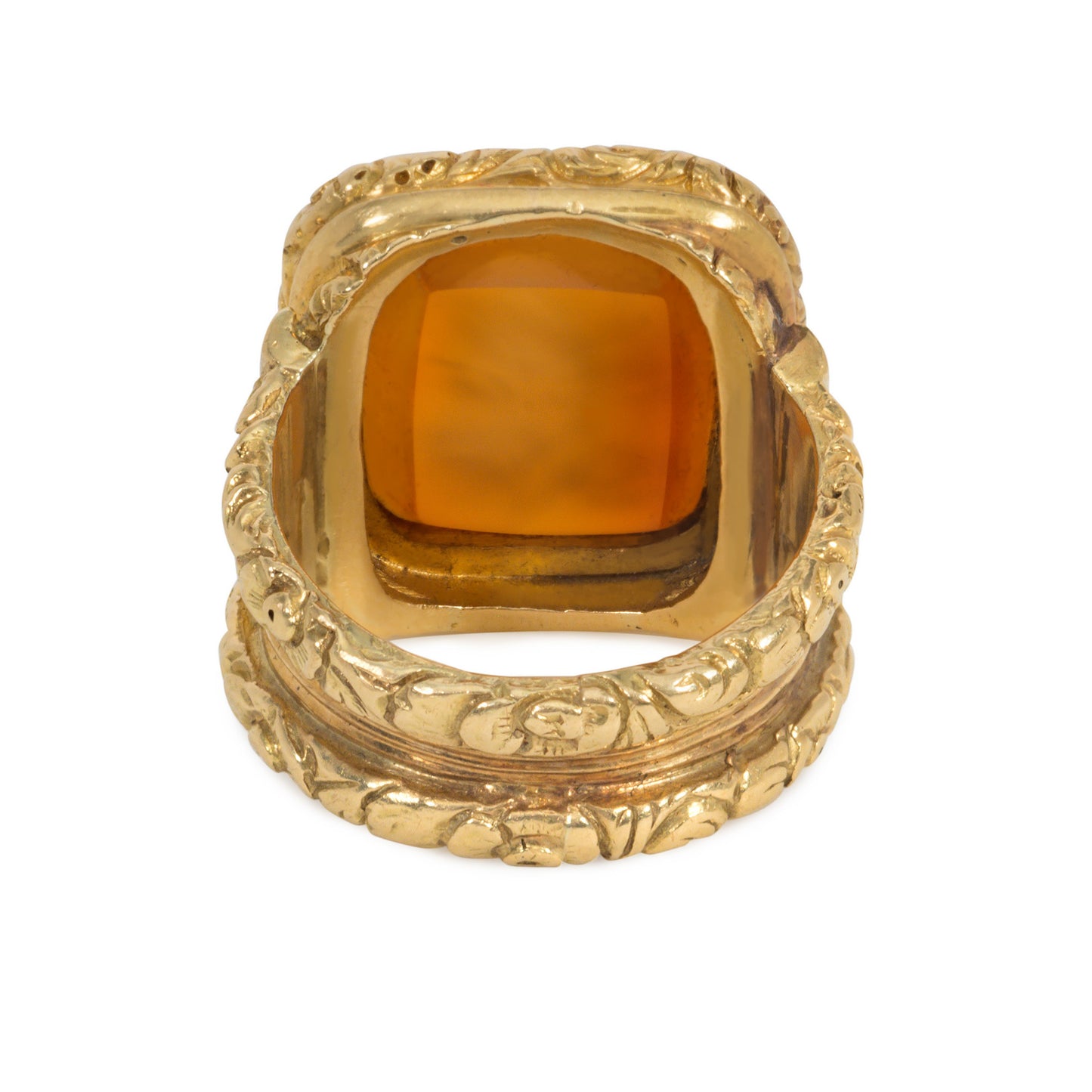Victorian 18KT Yellow Gold Carnelian Agate Intaglio Ring back