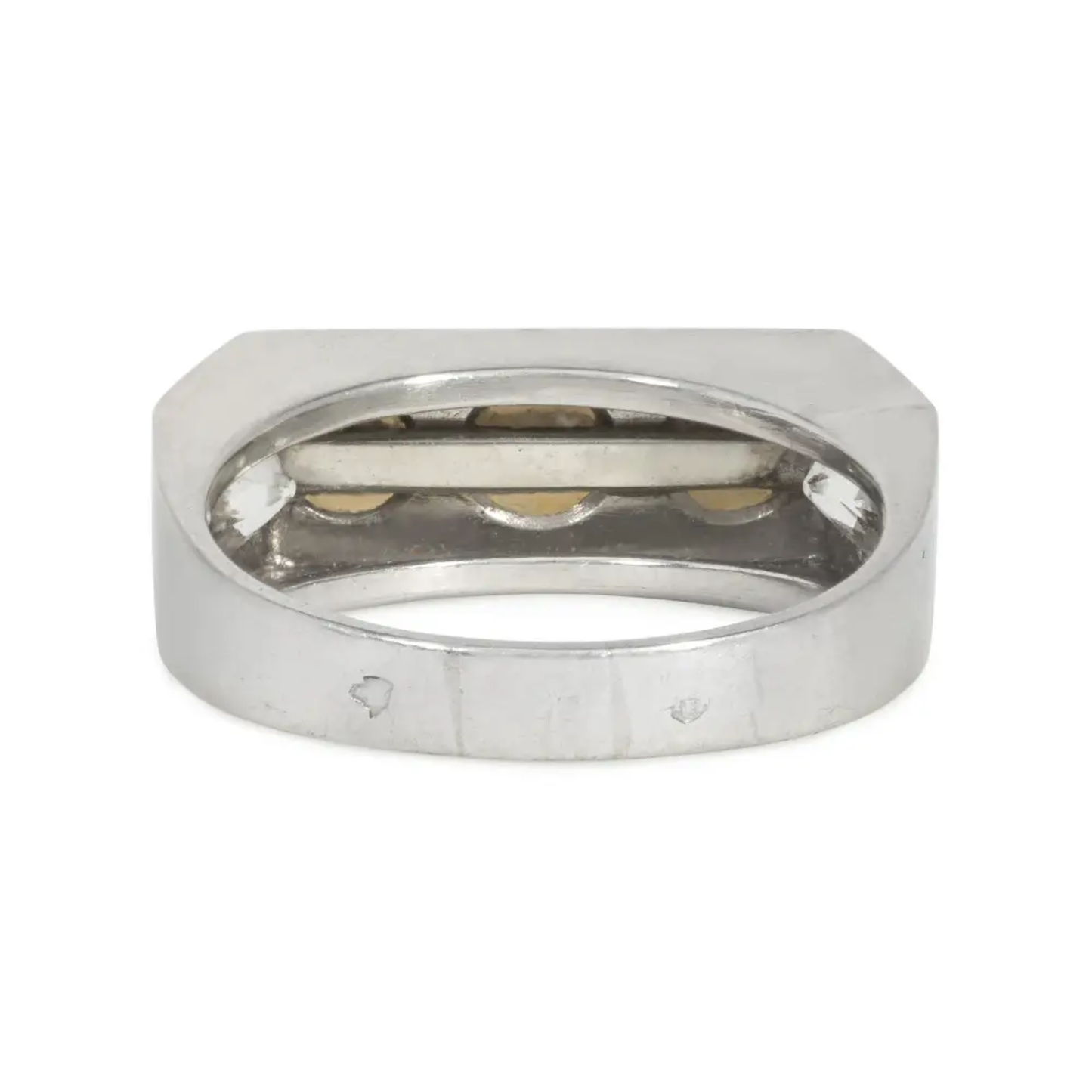 French Art Deco Platinum Natural Pearl & Diamond Ring back