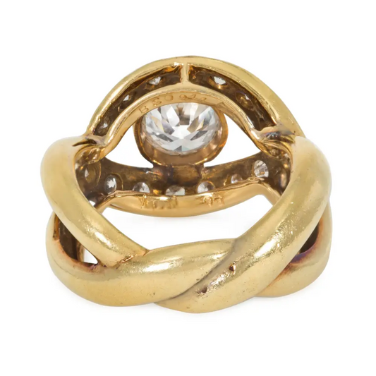 Van Cleef & Arpels 1980s 18KT Yellow Gold Diamond Ring back