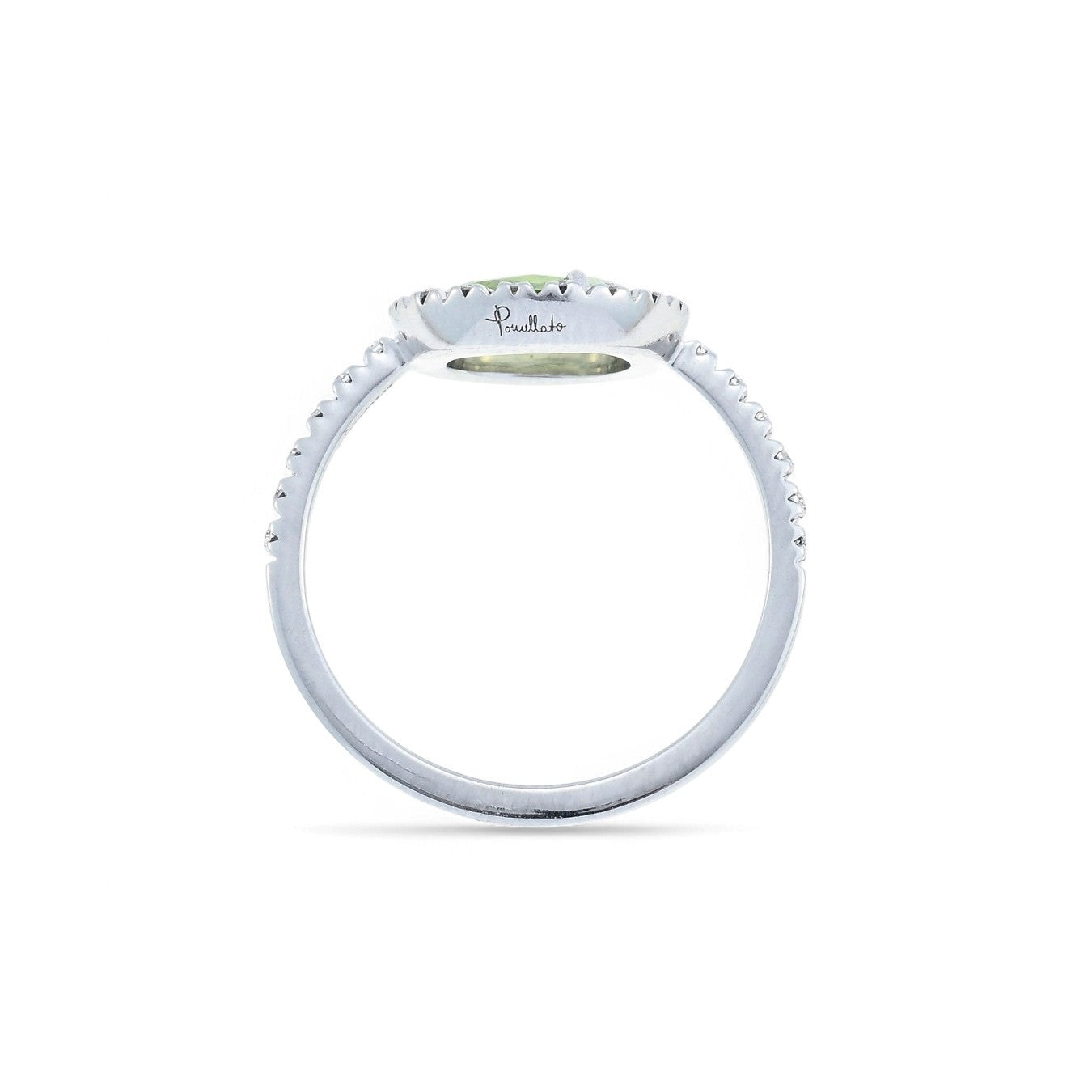 Pomellato Post-1980s 18KT White Gold Peridot & Diamond Colpo di Fulmine Ring profile