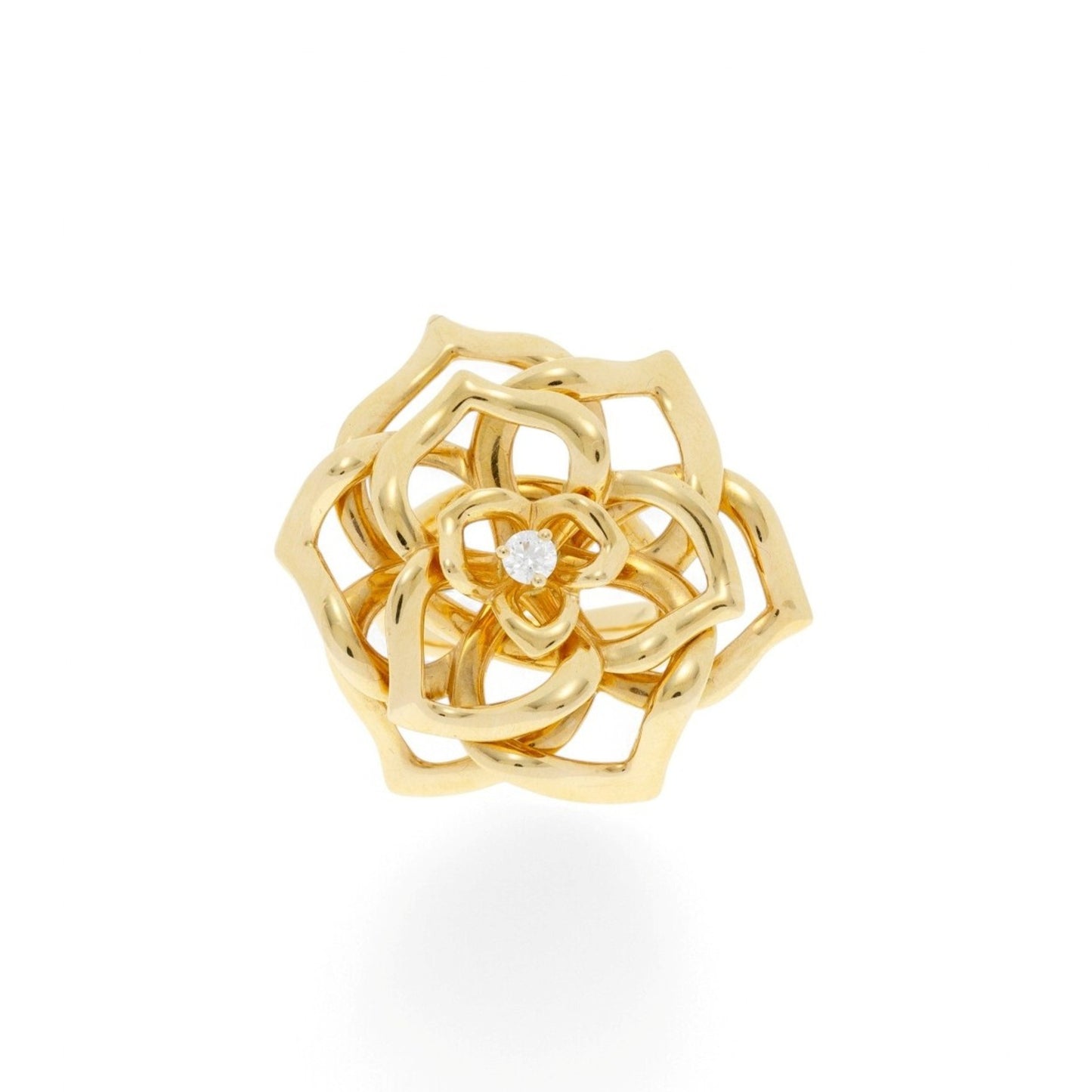 Piaget Post-1980s 18KT Yellow Gold Diamond Flower Ring front