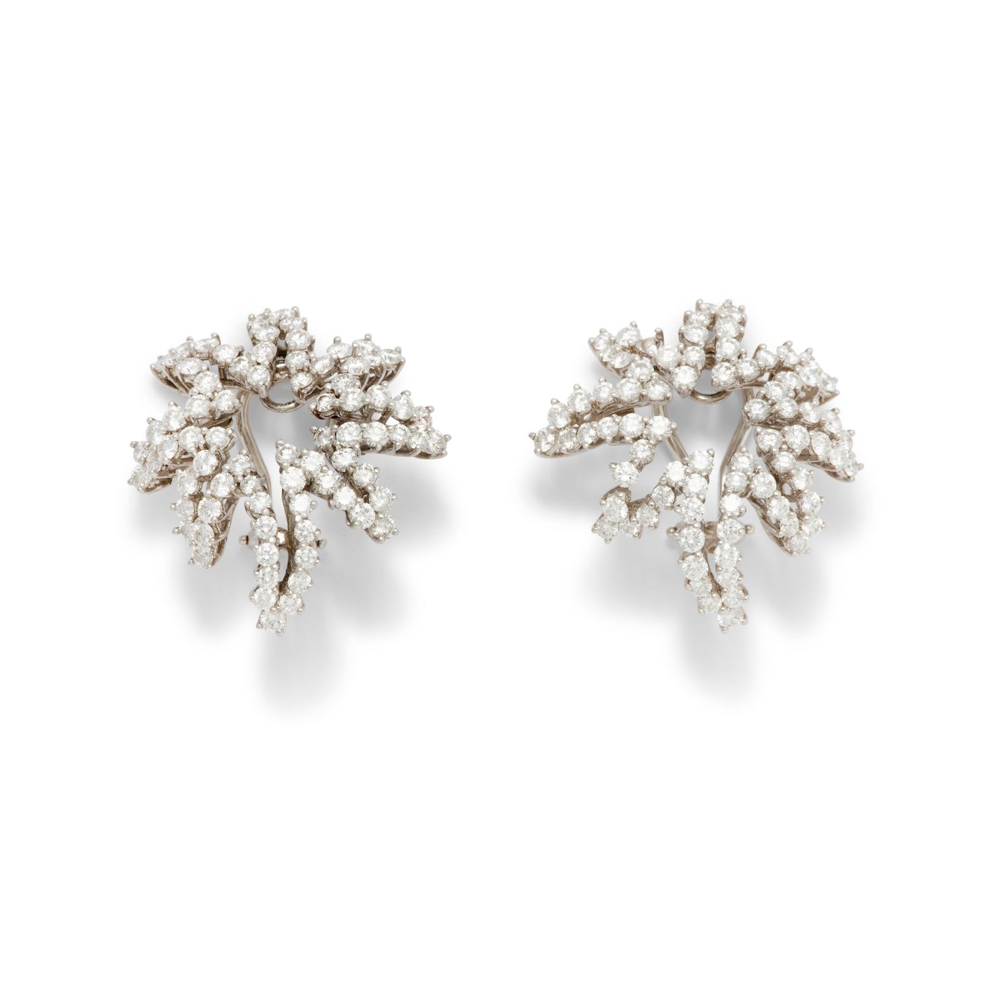 Tiffany & Co. Post-1980s Platinum & 18KT Yellow Gold Diamond Fireworks Earrings front